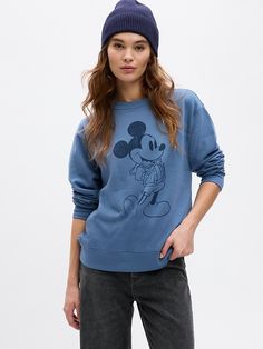 Disney Relaxed Graphic Sweatshirt Blue French Terry Long Sleeve Tops, Blue French Terry Sweats For Fall, Winter French Terry Soft-washed Sweater, Winter Soft-washed French Terry Sweater, Soft-washed French Terry Sweater For Winter, Blue French Terry Long Sleeve Sweatshirt, Soft-washed Long Sleeve Sweatshirt For Winter, Blue French Terry Tops For Winter, Winter Graphic Print French Terry Sweats