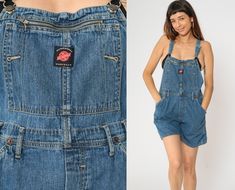 These vintage Y2K American Eagle denim dungarees feature a classic workwear style with a blue wash and utility-inspired details. Designed with adjustable straps, a front zippered pocket, and roomy shorts. Please see measurements and condition below. Every garment we sell is authentic vintage and one-of-a-kind! You will receive the exact item photographed. Condition: Very good vintage with light general wear, has a little wear spot on the back due to age See photos Size label: Labelled Medium Tag: dungarees the ae supply co workwear Material: 100 Cotton Era: y2k MEASUREMENTS Taken from seam to seam while the garment is lying flat. Double the armpit, waist, and hips For reference, model is 5'9" and measures 35-27.5-39. Length from Top: 33" Waist: 17" Hips: 21" Inseam: 4" Rise: 13" For sales High Rise Denim Blue Shortalls With Pockets, Utility Style Dark Wash Shortalls With Pockets, Utility Dark Wash Shortalls With Pockets, 90s Style Denim Overalls With Pockets, 90s Denim Overalls With Pockets, Utility Style Medium Wash Shortalls, Utility Denim Shortalls For Work, Womens Overalls, Workwear Overalls