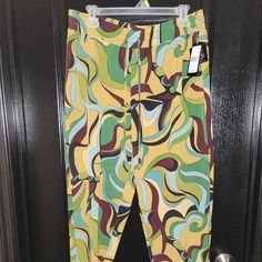 Nwt. Multi-Colored Pants. Great For Work, Evening Out, Etc. 92% Polyester 8% Spandex. Size Large. Stretch Multicolor Pants For Work, Stretch Multicolor Bottoms For Workwear, Velvet Pantsuit, Black Three Piece Suit, Stretch Dress Pants, Bodysuit Blouse, Le Suit, Pink Bodysuit, Pinstripe Pants