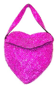 This cool purse is fully Sequin beaded ( Front & Back ) , Shaped & has a sequin beaded handle for carrying . Measures approximately 7" width x 7 Long. It has overlap - envelope type closure . Perfect for pairing up with your costume or to carry with you to the party! Pink Heart-shaped Shoulder Bag For Party, Pink Heart-shaped Evening Bag, Pink Heart-shaped Evening Shoulder Bag, Sequin Purse, Sequin Beading, Coin Purses, Purse Pouch, Heart Shape, Tote Bags