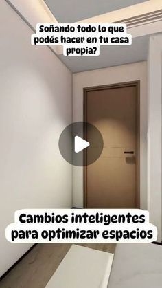 a bed sitting in a bedroom next to a white wall with words above it that read cambios intelligentes para optimizar espacios