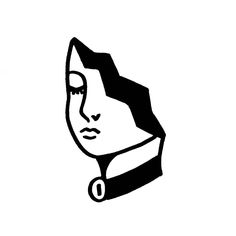 a black and white drawing of a woman's head with eyes closed, looking to the side