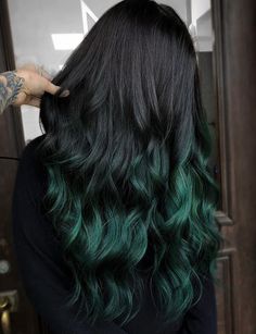 Lunar Tides Juniper Green, Emerald Green Ombre Hair, Goth Green Hair, Ward Aesthetic, Goth Mermaid, Under Hair Color, Black And Green Hair, Vi Keeland, Emerald Green Hair