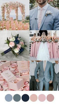 the color scheme for this wedding is pink and blue