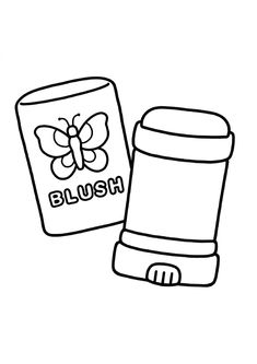 a coloring page with a bottle and a butterfly on the label that says bluish