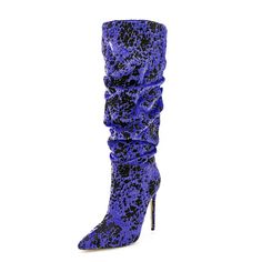 Shop Blue Leopard Printed Faux Fur Boots Glitter Slouch Knee High Boots High Heels color Blue for Dancing Club, Date, Night Club, Party with worldwide Free shipping & Free return. Blue Boots For Fall Party, Trendy Blue Boots For Party, Blue Party Boots For Fall, Purple Boots For Fall Party, Glitter High Heels For Winter, Glitter Heels For Winter Night Out, Blue Heels For Winter Party, Winter Sequins High Heels, Winter Party Blue Heels