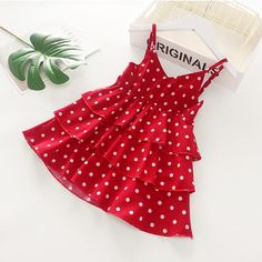 Polka Dot Dress for Toddler Girl - PrettyKid Playful Red Sundress For The Beach, Cute Red Sundress For The Beach, Cute Red Sundress For Vacation, Cute Red Sundress For Beach, Cute Red Sleeveless Sundress, Cute Red Beach Sundress, Playful Red Sundress For Summer, Cute Red Sundress For Spring, Dress For Toddler Girl