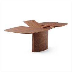 a wooden table with an upside down design