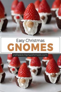 Learn how to make easy Christmas Gnomes Brownie Bites at home. They make a great addition to any holiday dessert platter. And they are super fun to make and a great activity to do with the kids. #christmas