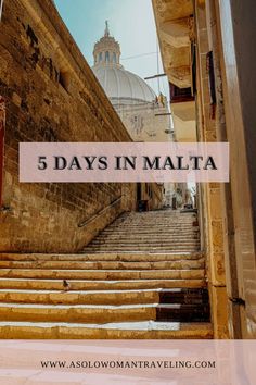 Stairs leading up to the street in Valletta, Malta