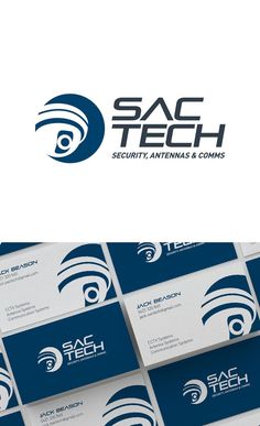 some business cards are stacked on top of each other with the words sa tech above them