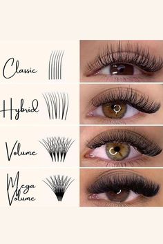 Type Of Lashes Extension, Lashes Types, Different Types Of Lashes, Types Of Lashes, Extensions Lashes, Maquillage Yeux Cut Crease, Classic Lashes