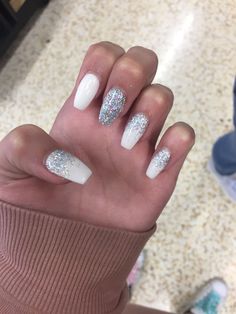 Stars Nails, Hoco Nails, Wedding Acrylic, Ombré Nails, Formal Nails, Ombre Nails Glitter, Light Nails, Ombre Acrylic Nails, White Acrylic Nails