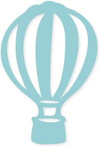 a blue hot air balloon cutout on a white background