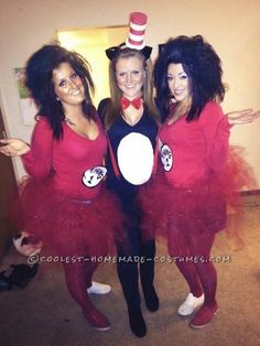 three women dressed up as dr seuss and cat in the hat