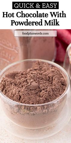 a bowl filled with chocolate powder on top of a table