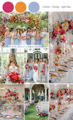 the color scheme for this wedding is bright and colorful