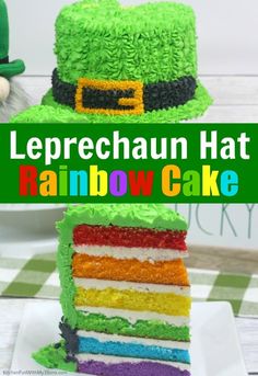 this leprechaun hat rainbow cake is the perfect dessert for st patrick's day