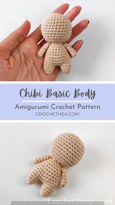 crocheted amigurmi baby doll in the palm of someone's hand