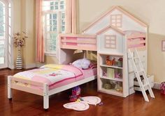 there is a doll house bed in the room