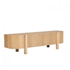 a wooden bench with three legs and two drawers on each side, against a white background