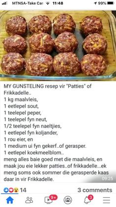 some food that is in a pan on a wooden table and the words, my glubseling recipe vir patties of