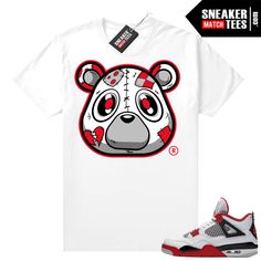 "Fire Red 4s Jordan matching shirt by Sneaker Match Tees brand. Official Sneaker Match Tees shirt designed to match the Jordan 4 \"Fire Red\" retro sneakers. *Sneakers are for matching purposes only, NOT included in the sale* True to size Men's shirt 100% Soft Cotton Regular Fit" Red Graphic Print Sneakers For Streetwear, Fire Red 4s, 4s Jordans, Jordan 4 Fire Red, Dope Shirt, Sneaker Match Tees, Sneaker Tee, Matching Jordans, Tee Shirt Designs