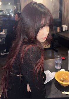 Fresh and Stunning Cherry Red Hair Ideas Burn Red Hair, Cherry Red Asian Hair, Cool Red Tones For Hair, Asian Red Hair Balayage, Wavy Dark Red Hair, Red Hair Asian Girl, Asian Hair Dye Ideas, Red Hair Asian, Hair Color Ideas Asian