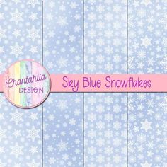 the sky blue snowflakes pattern is shown with pink ribbon in front of it