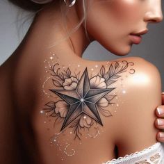 a woman with a star tattoo on her back