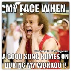 a man with his mouth open and the caption says, my face when the science of eatingow is a good song comes on during my workout