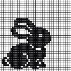 a black and white cross stitch pattern with an image of a man on a motorcycle