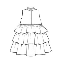 a drawing of a dress with tiered layers