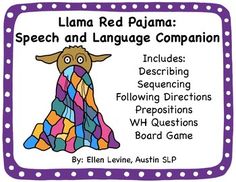 a purple and white sign that says lamaa red pajama speech and language companion