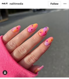 💖🧡 Summer Nails For Teens, Nails For Teens, Aura Nails, Airbrush Nails, Colorful Nails, Orange Nails, Manicure Y Pedicure, Fire Nails