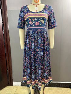 Women's Bohemian Dress Ethnic Floral Print Beach Boho Summer Dress Patterned Floral Print Maxi Boho Dress, Multicolor Printed Maxi Boho Dress, Multicolor Printed Maxi Length Boho Dress, Casual Multicolor Boho Maxi Dress, Casual Multicolor Boho Dress, Bohemian Multicolor Print Midi Summer Dress, Casual Multicolor Floral Print Boho Dress, Multicolor Short Sleeve Printed Boho Dress, Multicolor Printed Boho Dress With Short Sleeves