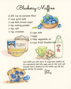 a recipe for blueberry muffins with instructions on how to bake them