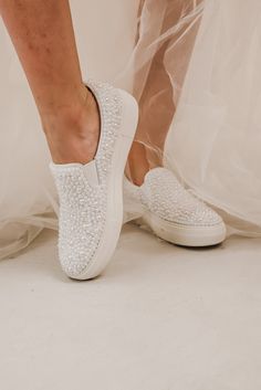 These gorgeous shoes will have you dancing your heart out in comfort and style during your reception, and we won't even blame you if you want to wear them beyond just your wedding day 😉 Sizing is US women's and is true to size. Wedding Shoes For Dancing, Bride Wedding Reception Shoes, Bride Comfy Shoes, Outdoor Fall Wedding Shoes For Bride, Comfortable Reception Shoes, Bride Sneakers Diy, Bridal Shoes Sneakers, Wedding Shoes Bride Comfortable Sneakers, Bridal Running Shoes