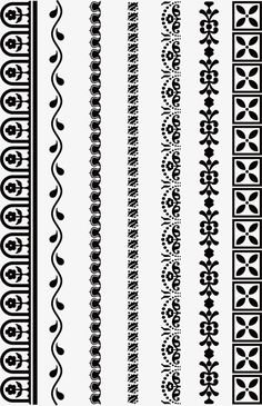 some black and white designs on a white background, each with different lines in the middle