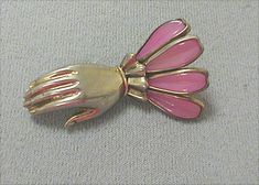 Hand Brooch, Hand Pin, Pink Color, Cuff, Glass, Pink