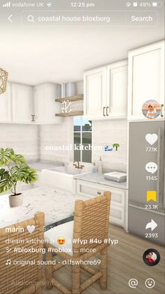 the kitchen is clean and ready to be used as a virtual home decorating app