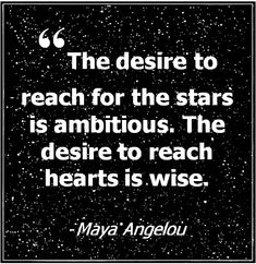 a black and white quote with the words, the desired to reach for the stars is ambitious