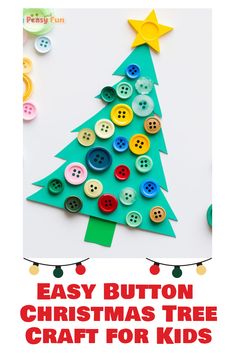 an easy christmas tree craft for kids to make with buttons and yarn is the perfect holiday activity