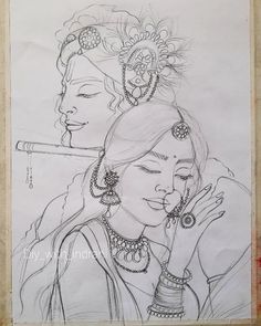 Indian God Sketches Pencil, Radha Krishna Sketch Pencil, God Sketches Indian, Radha Krishna Pencil Sketch, Radhakrishna Sketch, Radha Krishna Drawing, Butterfly Art Drawing, Ganesh Art Paintings, Easy Mandala Drawing