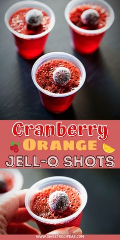 cranberry orange jello shots in plastic cups