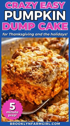 close up of a piece of dump cake being lifted out of the casserole dish Cake For Thanksgiving, Dump Cake, Yellow Cake, Homemade Pumpkin, Easy Pumpkin, Baking Dish, Casserole Dish