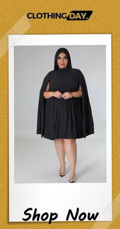 Plus Size Women Casual Solid Pleated Dress Chic Dresses With Cape Sleeves For Fall, Chic Cape Dress For Fall, Plus Size Women Casual, Maxi Dresses Plus Size, Wholesale Vendors, Dresses Plus Size, Clothing Plus Size, Plus Size Maxi, Plus Size Maxi Dresses