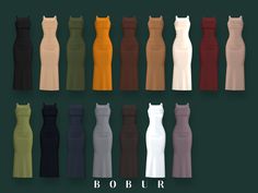 the dresses are all different colors and sizes