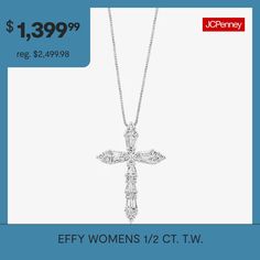 Features: Religious Jewelry, Quick ShipDiamond Clarity: I1-I2Jewelry Closure: Spring Ring ClaspLink Construction: SolidSetting: ProngShape: CrossStone Cut: Multi-ShapeDiamond Color: H-IMetal Color: WhiteChain Length: 18 InchPendant Length: 23.3mmPendant Width: 16.5mmRounded Carat Weight: 1/2 Ct. T.w.Chain Construction: CableCare: Wipe CleanStone Type: 32 Natural DiamondAuthenticity: Natural DiamondBirthstone: April BirthstoneMetal: 14k White GoldNecklace Type: Pendant NecklacesCountry of Origin… White Gold Cross Pendant, Gold Cross Pendant, Gold Cross, Cross Pendant Necklace, Religious Jewelry, Spring Rings, White Diamond, Cross Pendant, Diamond White