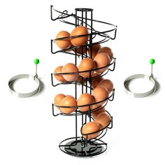 an egg holder with six eggs in it and two rings around the base that hold them